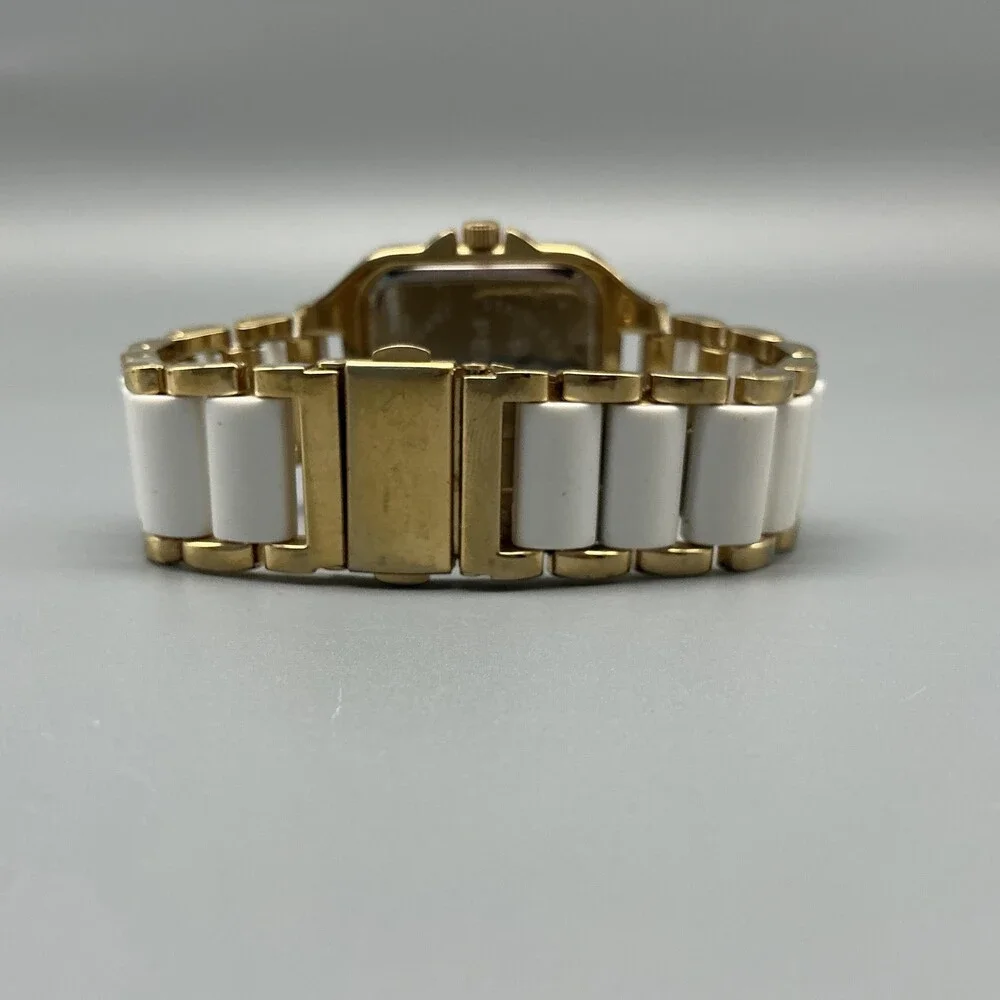 Peugeot Womens Watch 35mm Gold Tone MOP Crystal Bezel New Battery 7.25